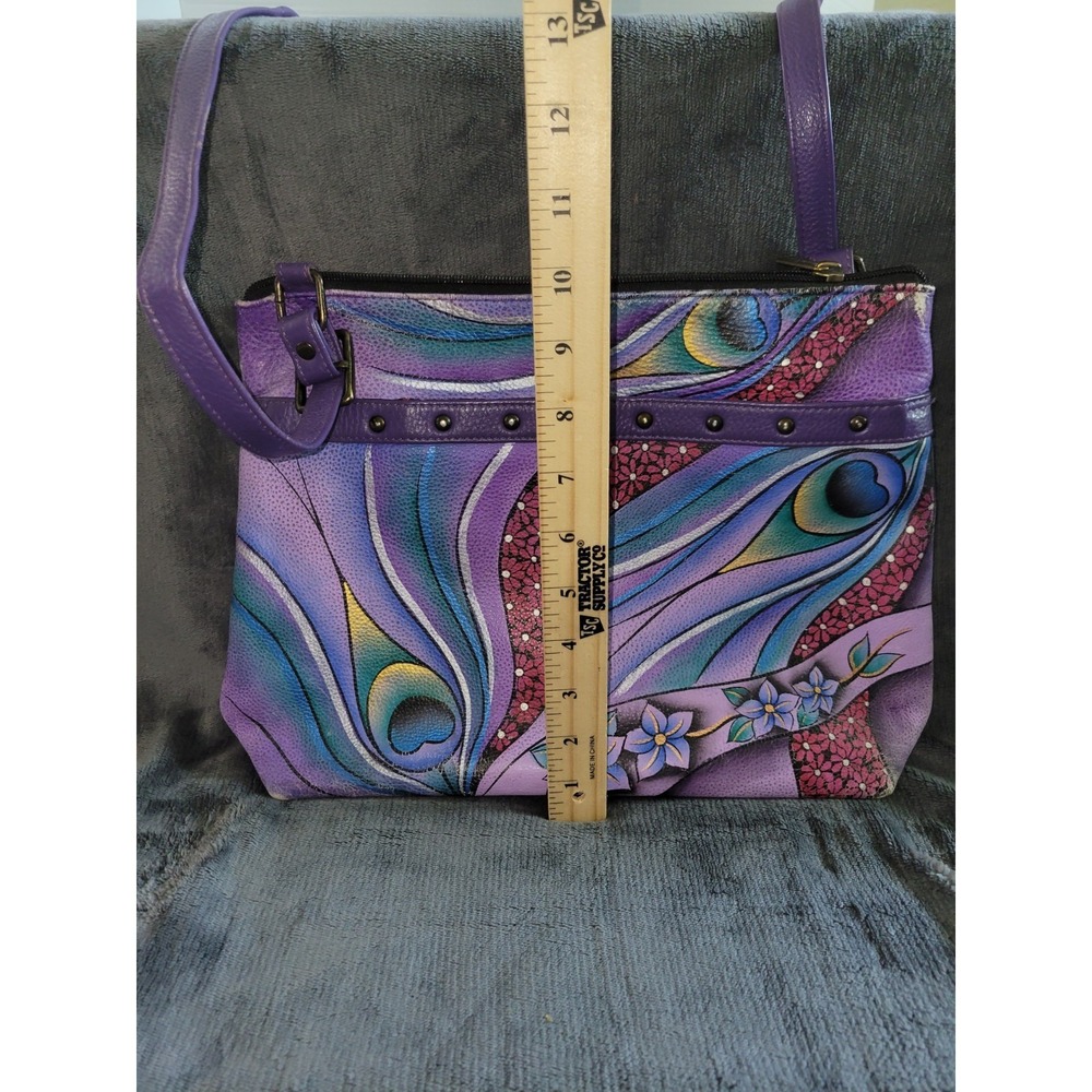 Anuschka Leather Hand Painted Cross Body Adjustable Style Strap Purse/ Bag - Picture 3 of 16